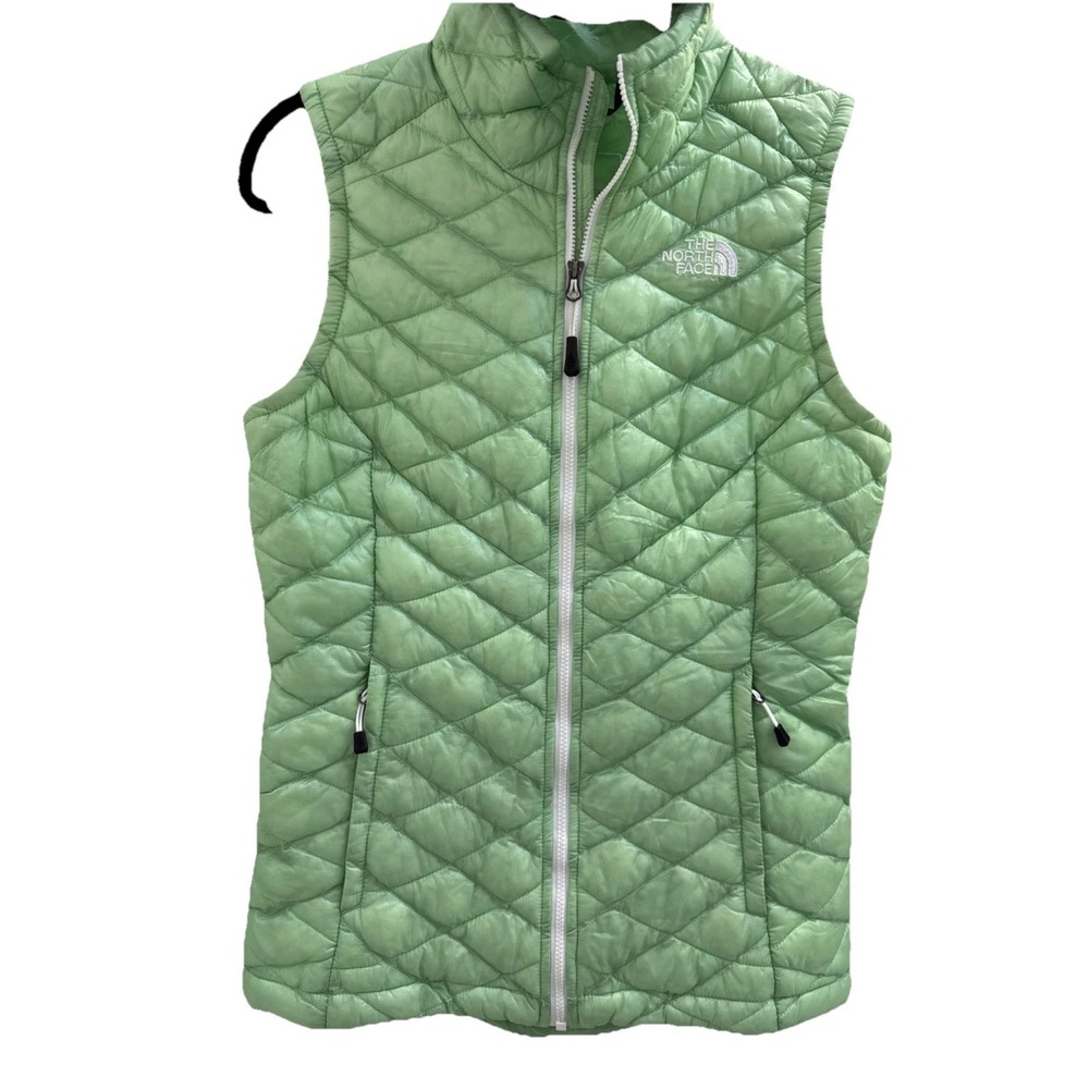 The North Face Thermoball Puffer Vest Patina Green Women's XS Quilted Full Zip